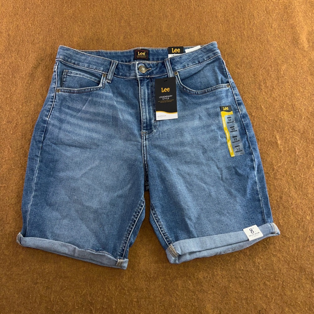 Lee Womens 12 Medium Blue Legendary Style Bermuda Denim Shorts NWT